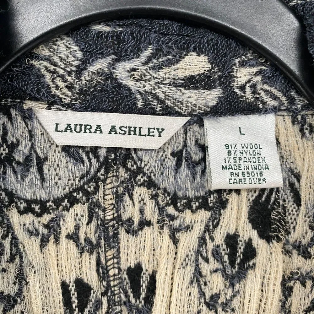 Laura Ashley Wool Cardigan Sweater Womens L Button Up Fairy‎ Grunge Cottagecore